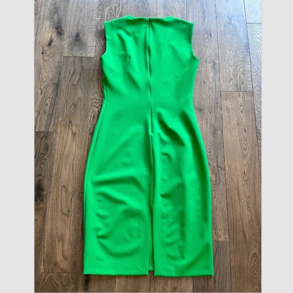 Zara Woman Pleated Shift Dress Size S Green Sleeveless Work Office Career Chic - Picture 3 of 6